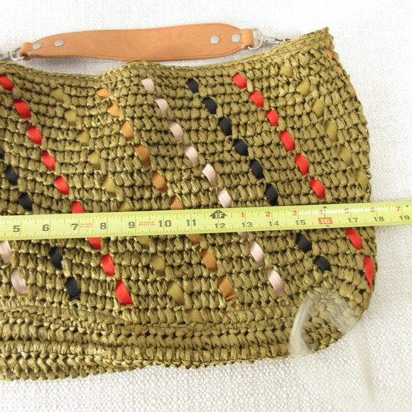 J. Crew Rafia and Ribbon Straw Shoulder Bag Size OS Woven Slouch - Picture 11 of 14